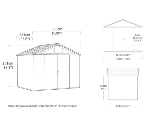 Keter Stronghold tuinhuis met afgeronde hoeken 10x8 inclusief vloer 305 x 243 cm houtlook