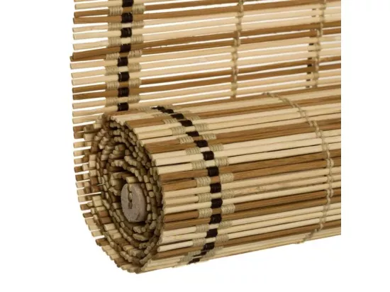 Store enrouleur retrousser en bambou coloris beige, store à rouleau aveugle, rideau occultant - Longueur 180 x Profondeur 90 x Hauteur 2.5 cm