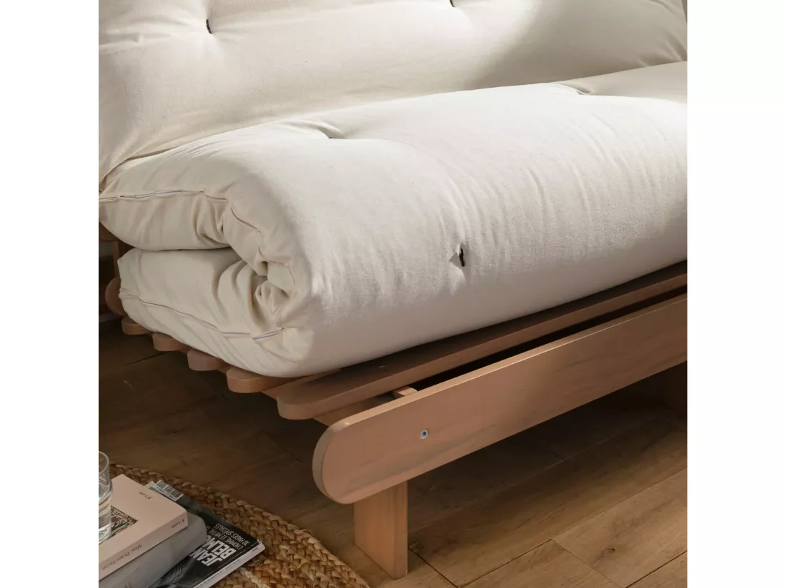 Matelas futon coeur en mousse à mémoire de forme, écru 90x190