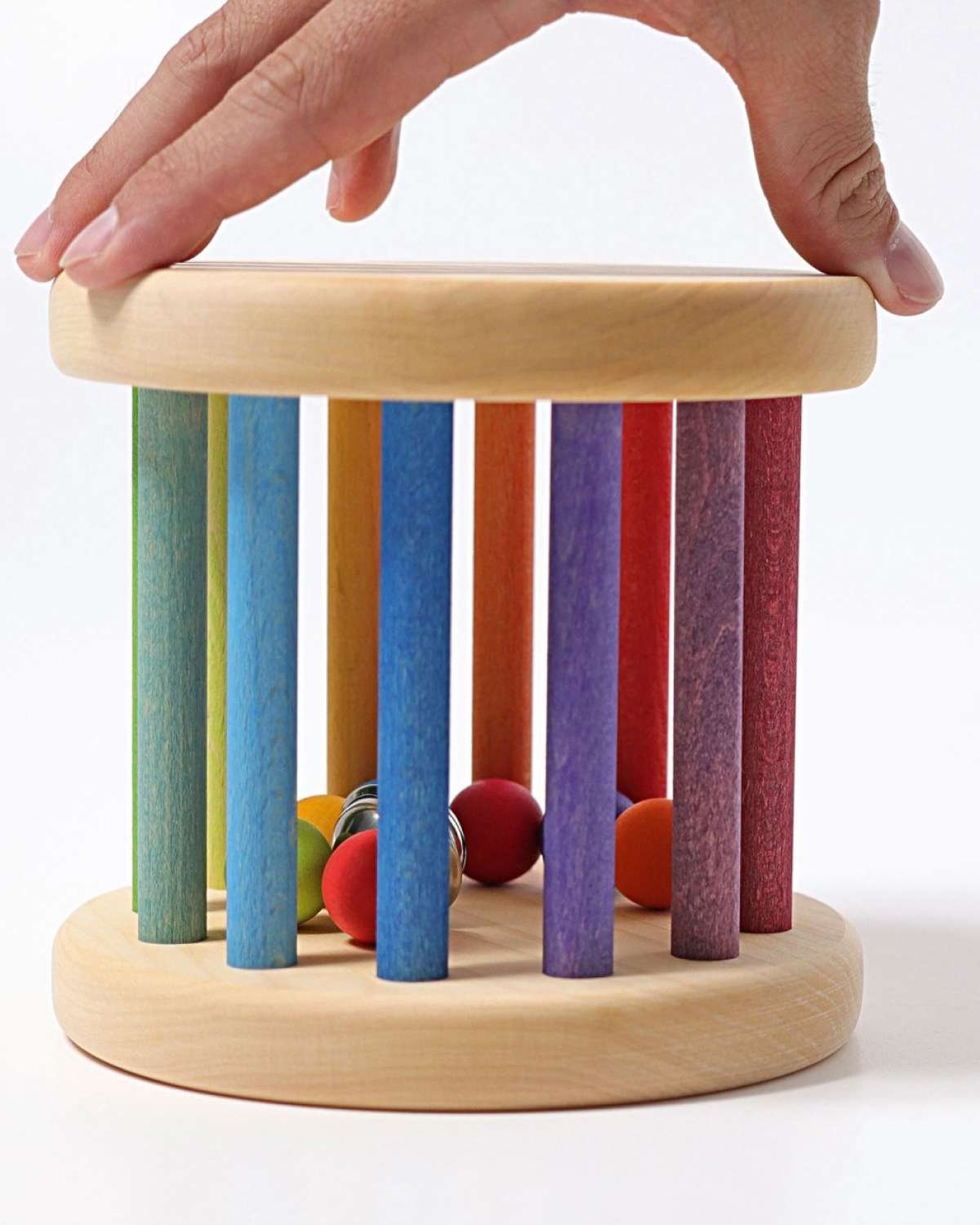 Babyleke – Stor Rullende Rangle i Tre | Rainbow Rolling Wheel