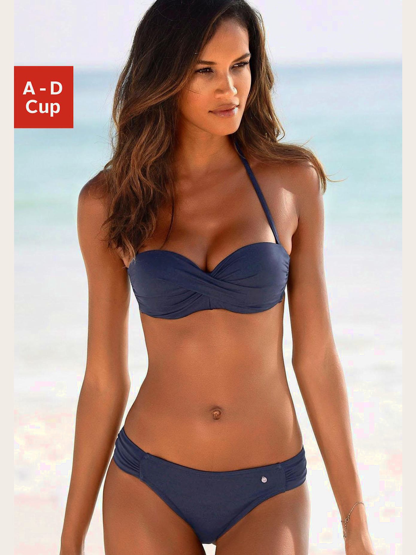 Maillot de bain bandeau à armatures coloris unis