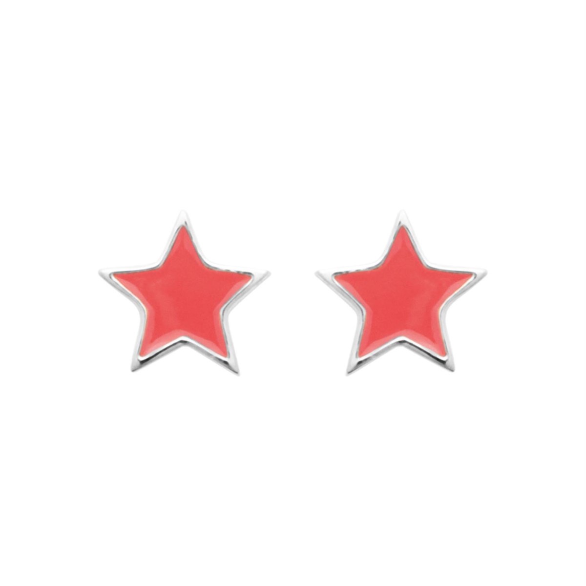 Boucles d'oreilles étoile émail coloré rose Argent 925 Rhodié