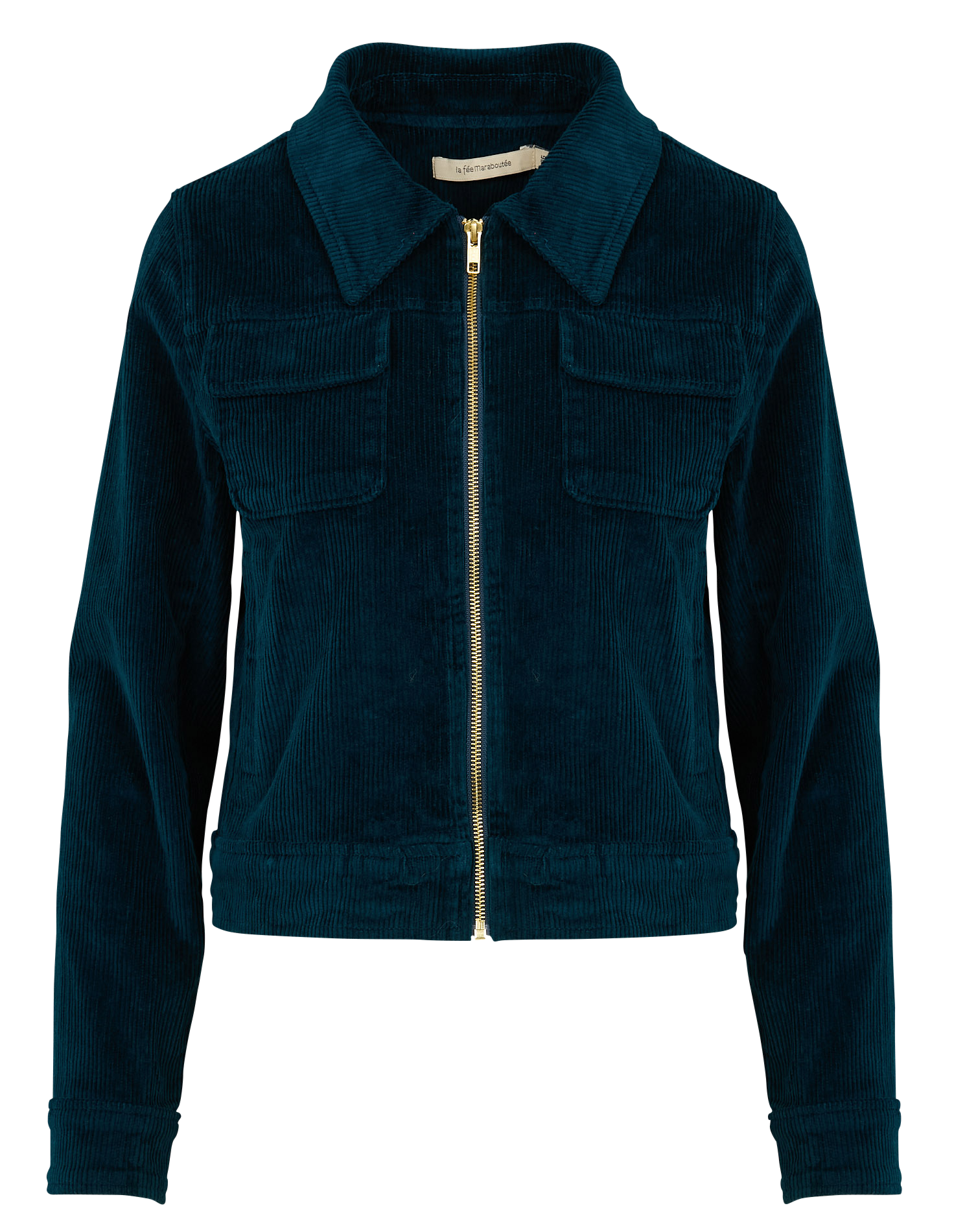 Veste col classique en coton mélangé| Bleu