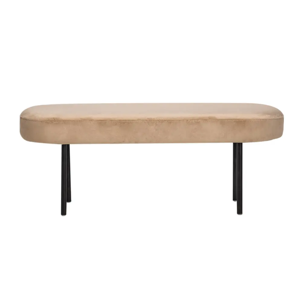 Metalen en fluwelen beige bank