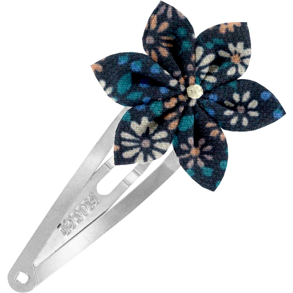 Barrette Clic-Clac Fleur Étoile Paquerette Marine