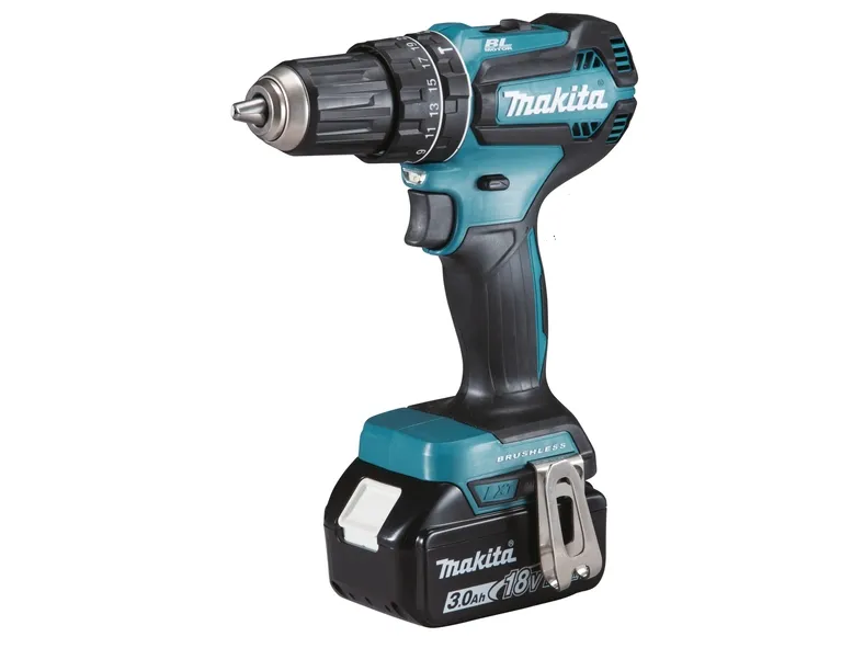 Makita DHP485RF3J - Hammerbor/skruemaskine - ledningfri - 2-hastigheders - nøgleløs borepatron 13 mm - 50 N·m - 3 batterier, inkluderet oplader - 18 V