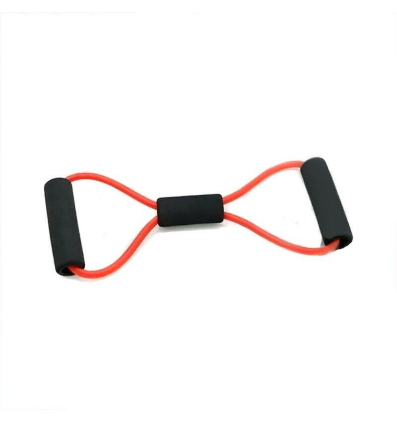 Faixa elástica transparente de borracha para resistência, ideal para Pilates.