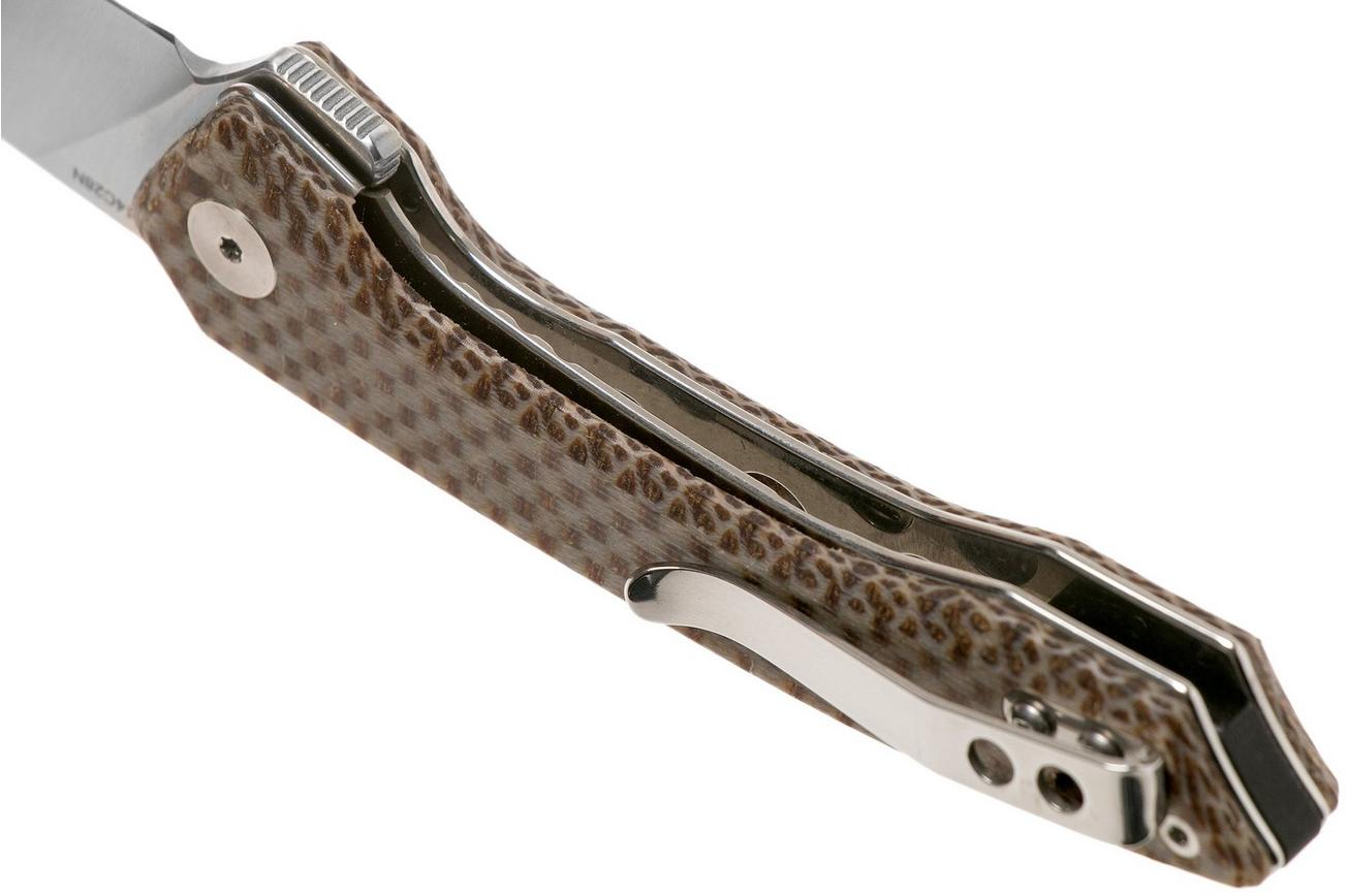 QSP Knife Leopard QS135-D Brown Texture Micarta, Satin, zakmes
