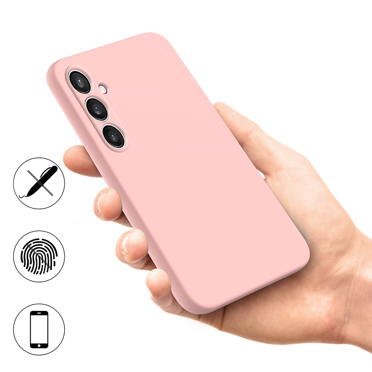 Samsung Galaxy S24 FE Silikon Case Hülle mit Kameraschutz   Handschlaufe - Rosa