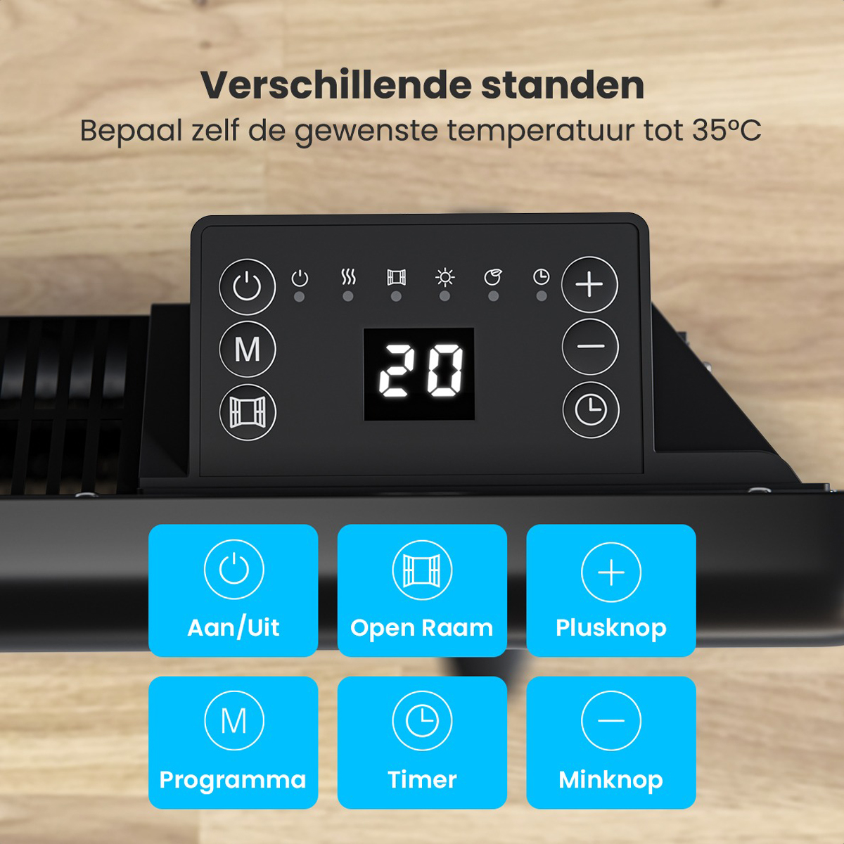 Auronic 2000 watt metalen paneelverwarming - Black