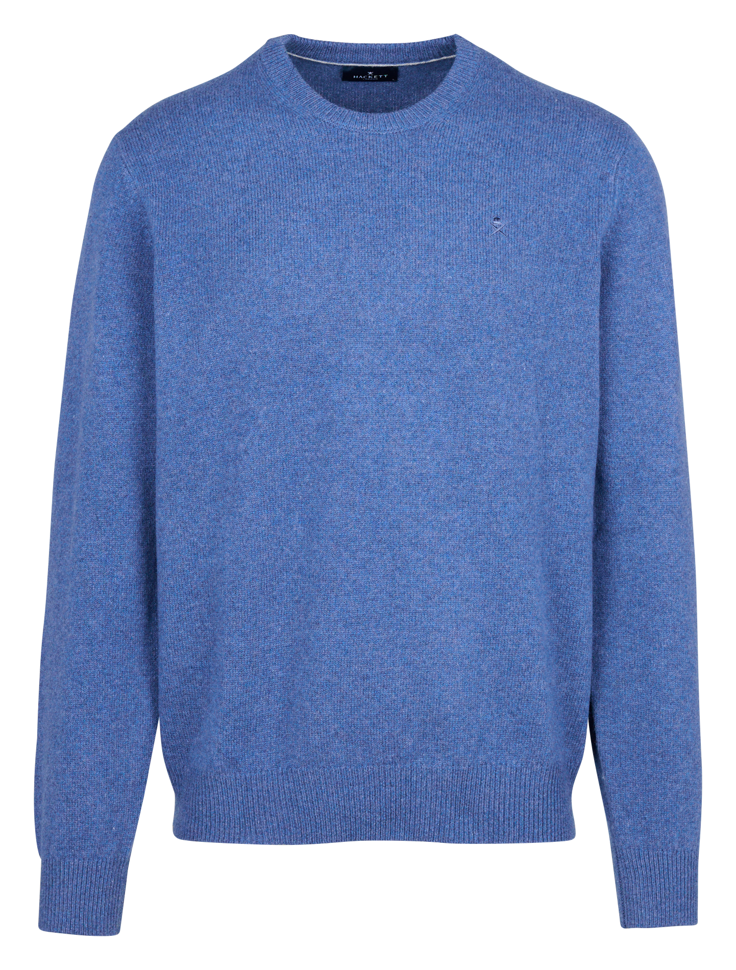 Pull regular-fit col rond brodé en laine | Bleu