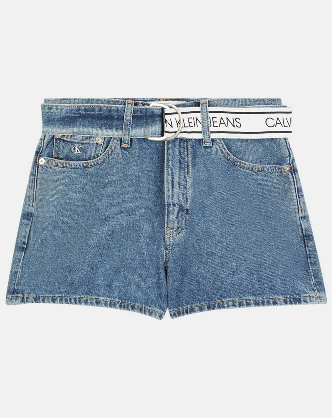 Calvin Klein Jeans Short Ceinture Logo bleu délavé