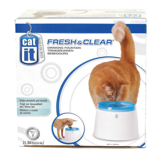 Fontaine chat Cat it Blanc et Bleu 2L : H15,5xD17cm