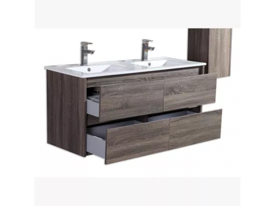 Meuble double vasque 120 cm marron Aquadoli