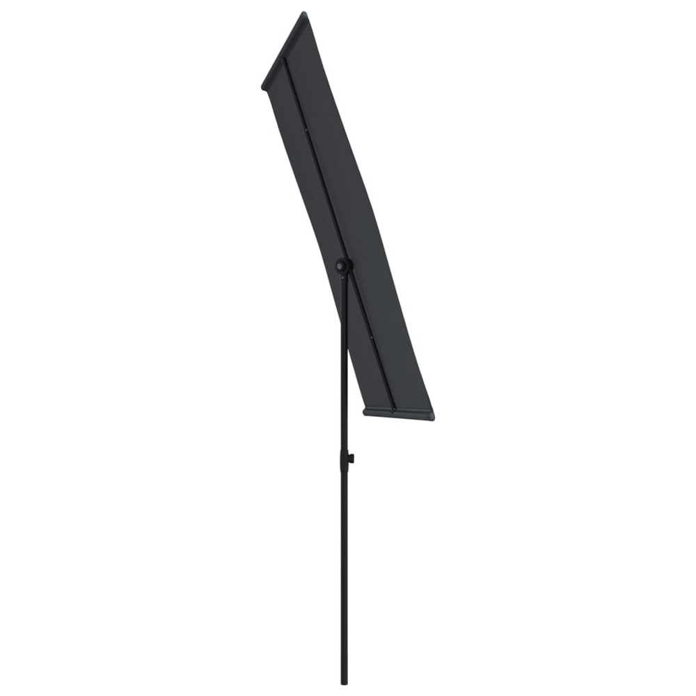 Parasol d'extérieur avec mât en aluminium 180 x 130 cm noir