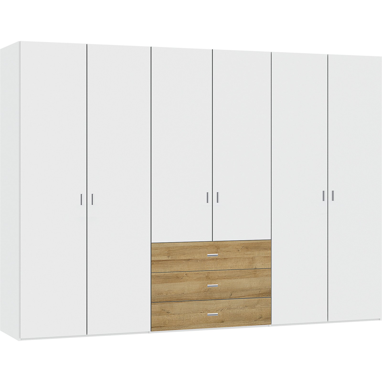 Schrank Schweizer 300 Eiche Natur weiss 202.5 x 215 x 58.5 cm