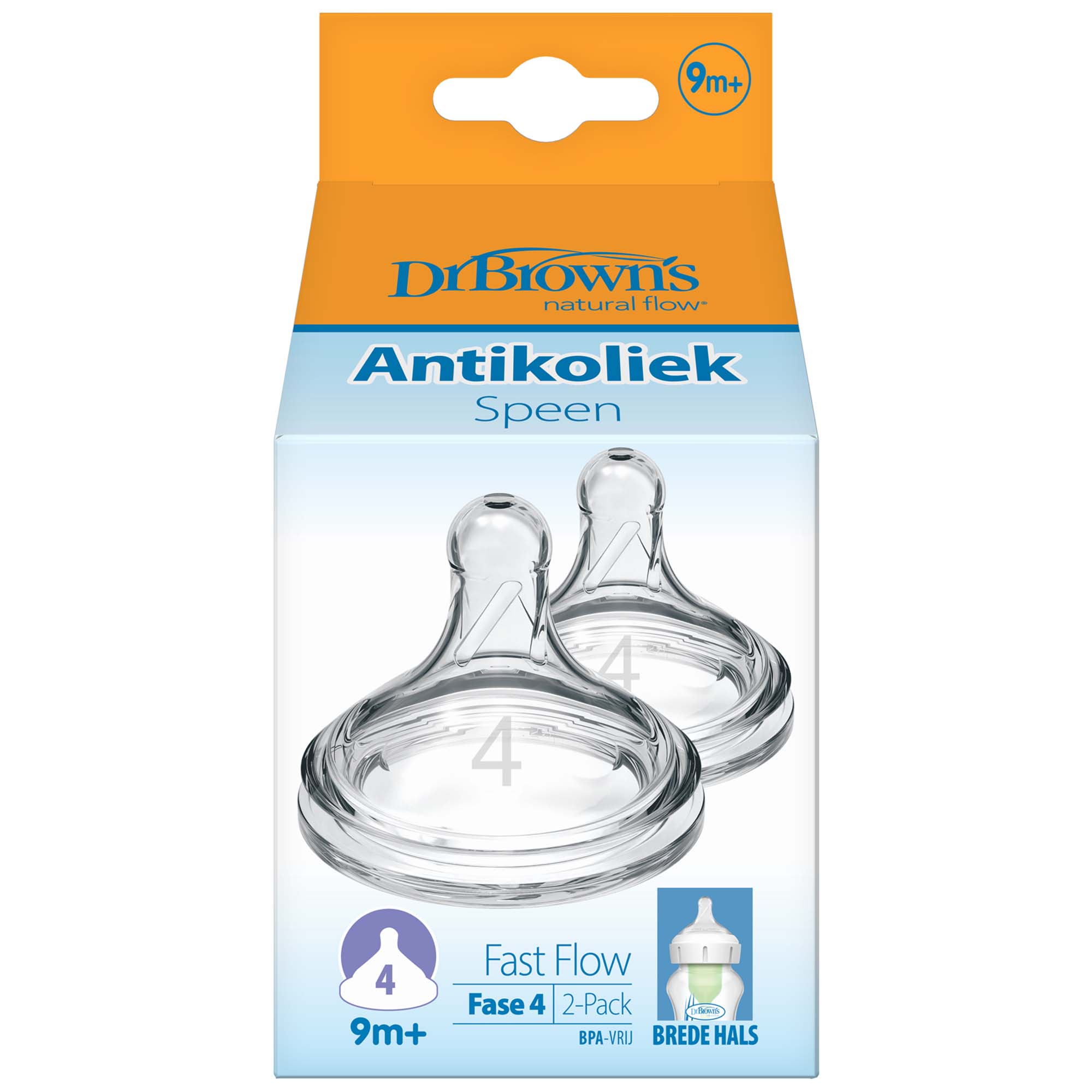 Dr. Brown's Options+ Speen Fase 4 Brede Halsfles transparant