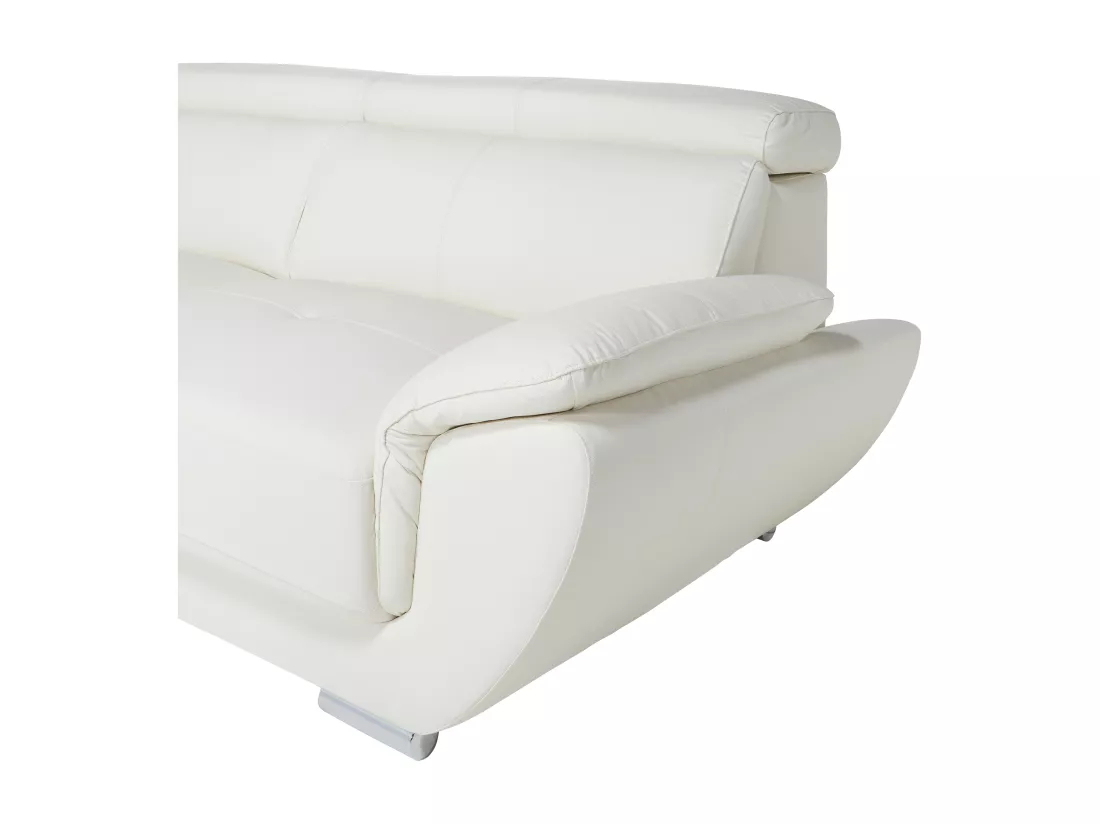 Canapé d'angle en cuir NAHIA - Blanc - Angle gauche