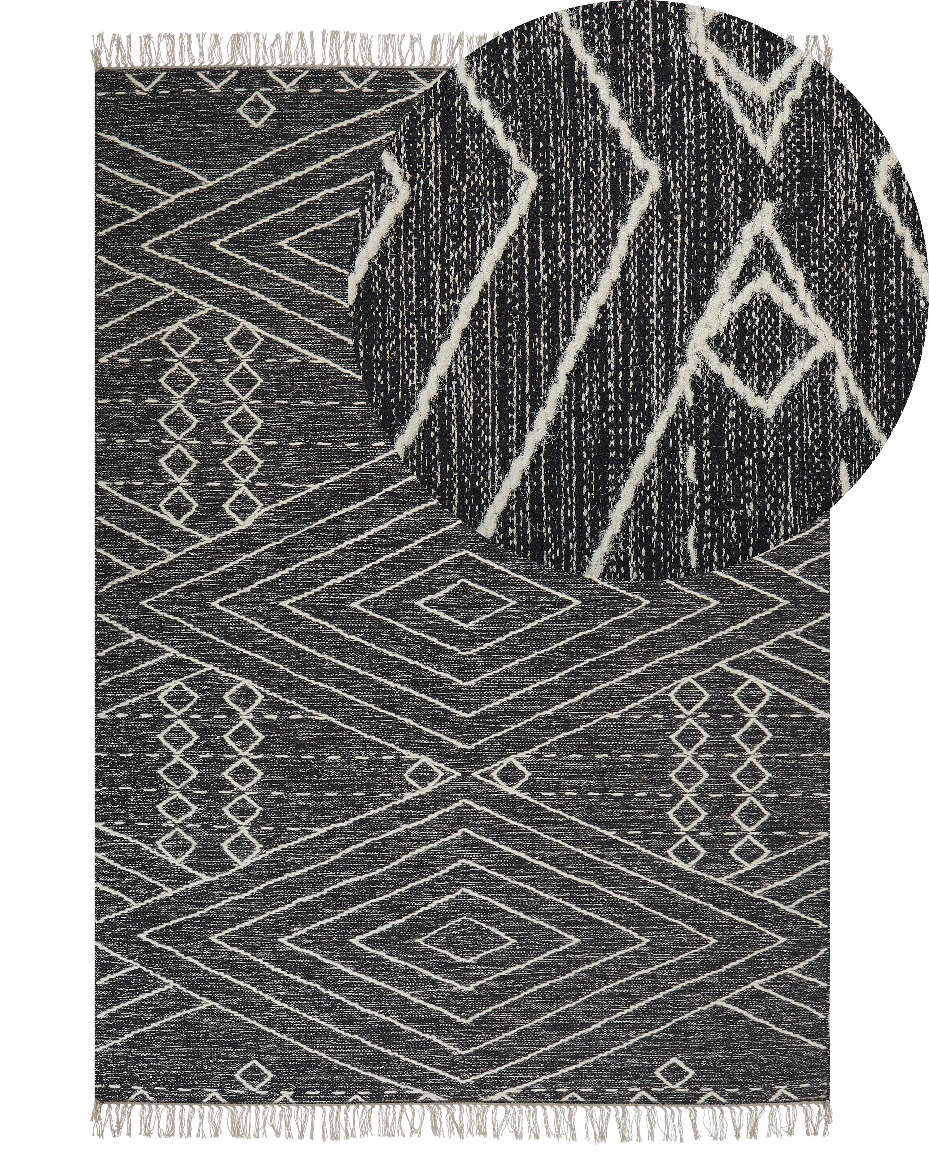Vloerkleed KHENIFRA Zwart 160 x 230 cm Katoen