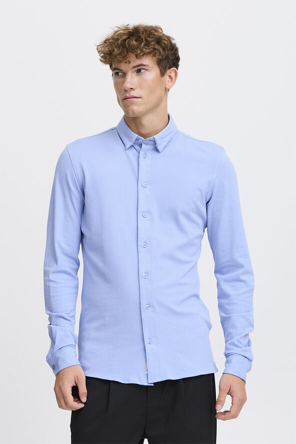 Casual Friday CFARTHUR LS BU jersey piquet shirt Bel air blue