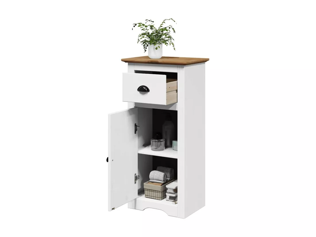 Armoire de salle de bain BODO blanc et marron 44x30x90 cm