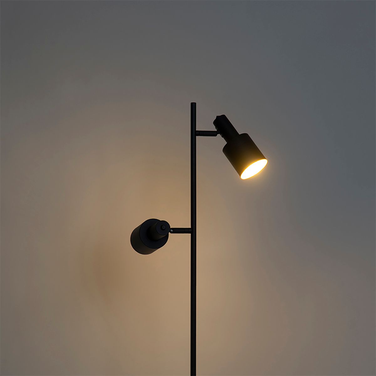 Smart vloerlamp zwart incl. 2 Wifi A60 - Stijn