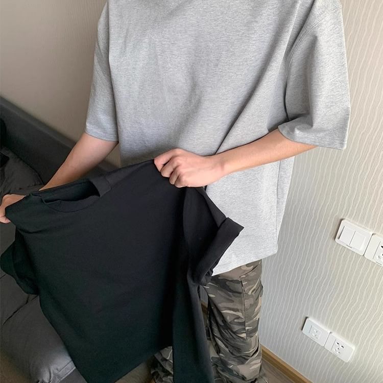 Chuoku - T-shirt met korte mouwen en ronde hals, effen