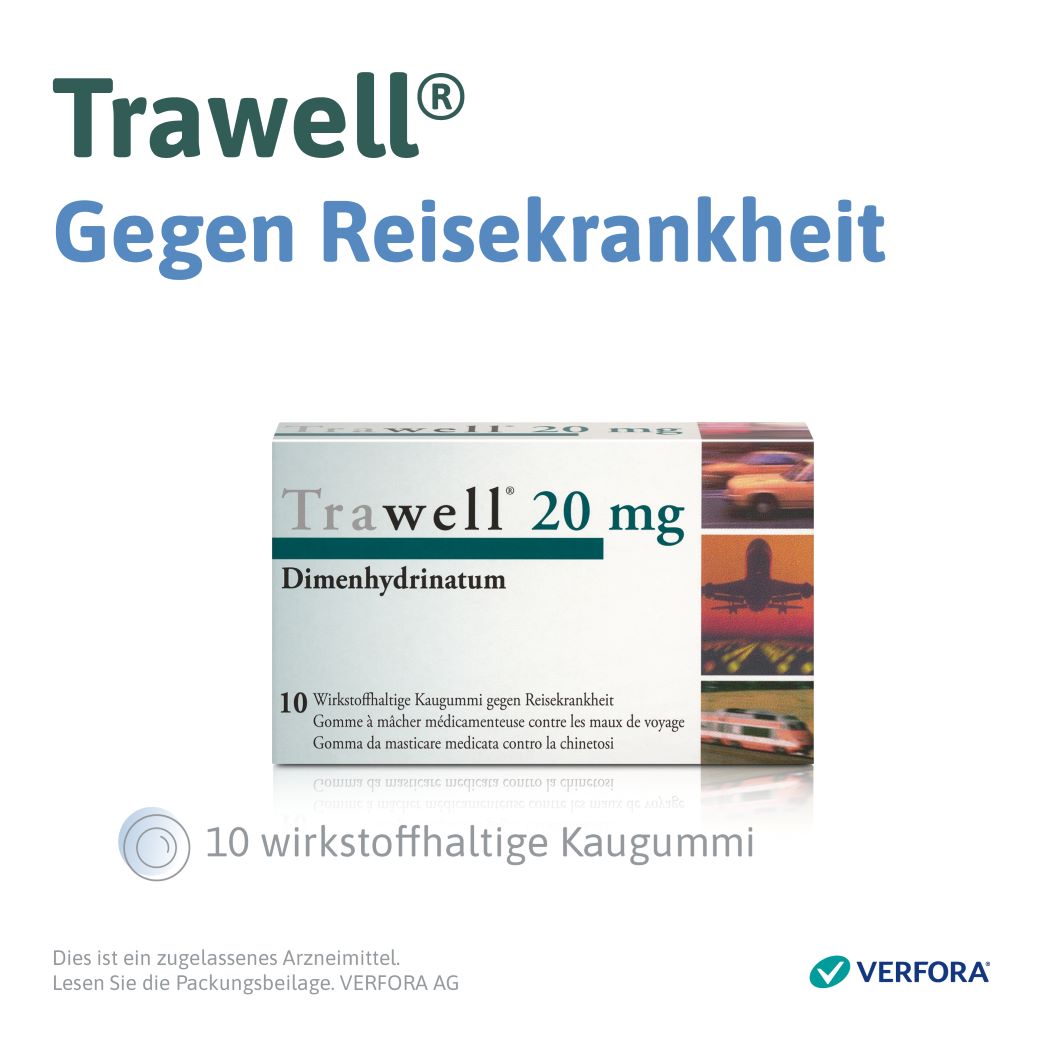 TRAWELL Kaugummi Dragées 20 mg<br>10 Stück, Blister, Wirkstoffhaltiger Kaugummi