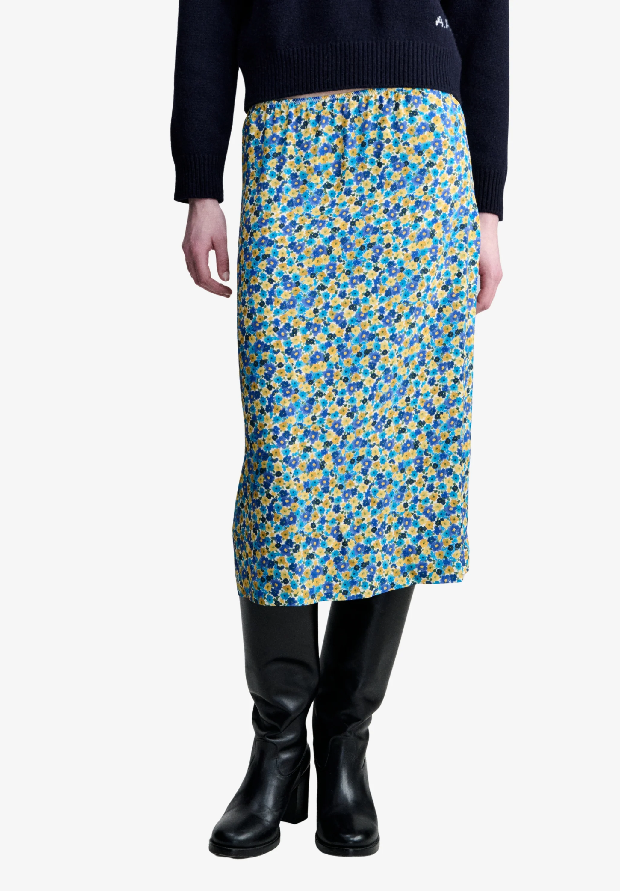 Jupe longue en viscose à motifs fleuris - Multicolore