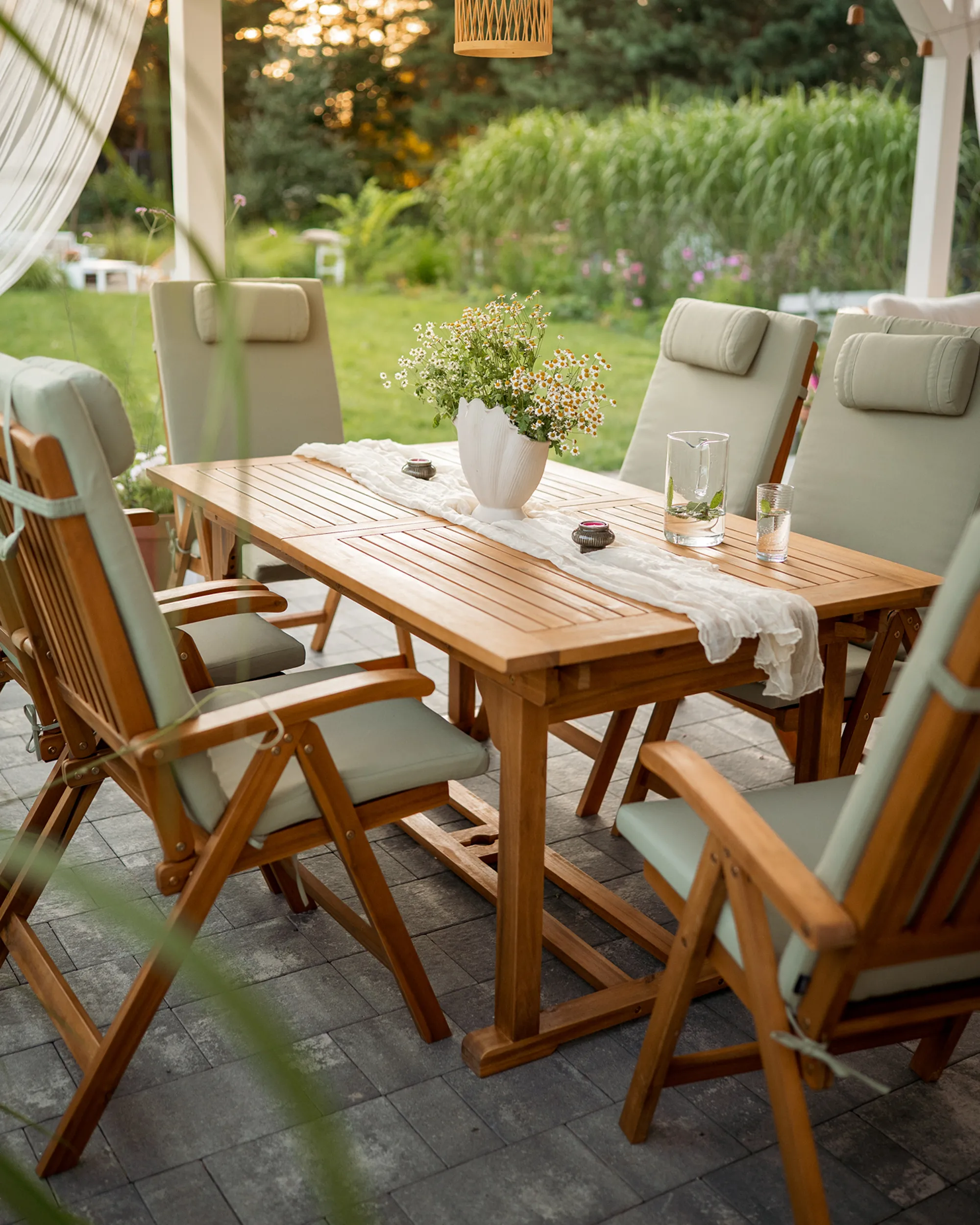 Tuinset 6-zits JAVA PREMIUM Acaciahout Groen
