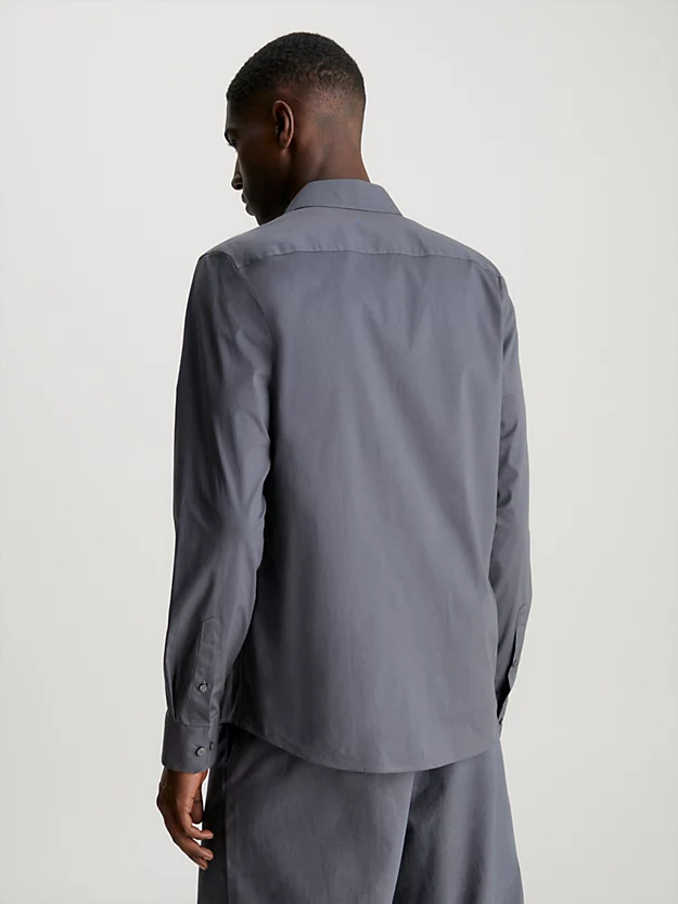 Camisa justa de popeline elástica