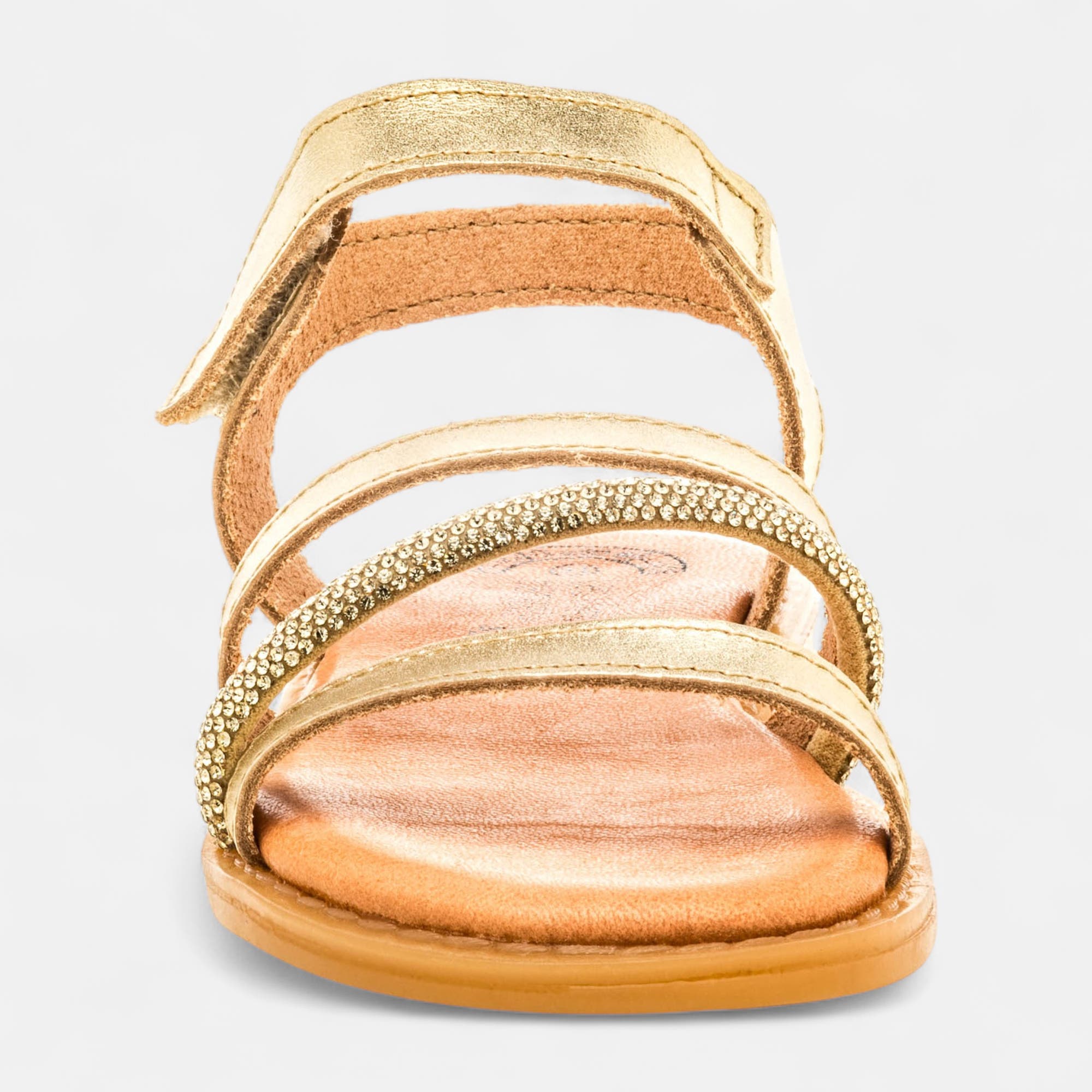 Nu-pieds Fille en cuir or