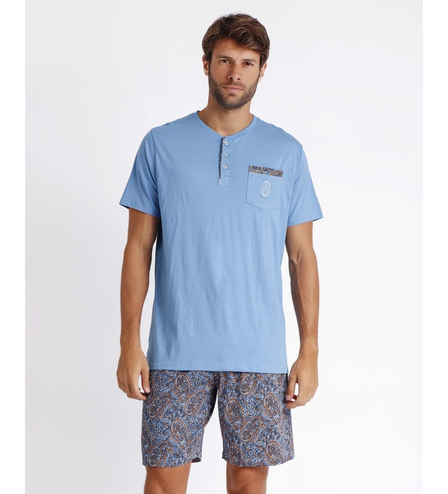 Pijama de manga curta Admas ADMAS CLASSIC, novo, azul cashmere.