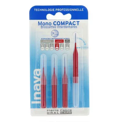 Inava Mono Compact Brossettes Interdentaires Rouges - 4 brossettes