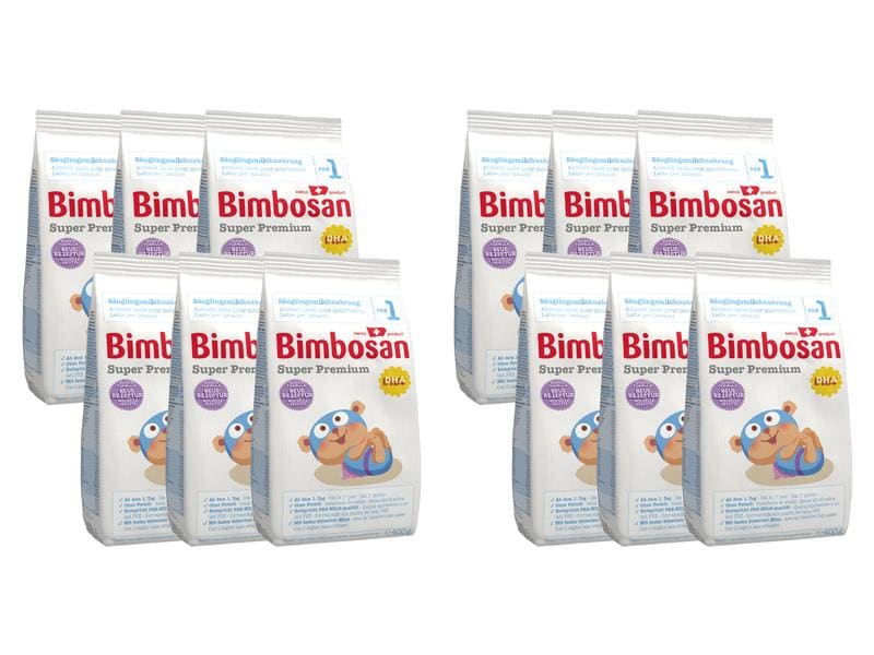 Bimbosan Anfangsmilch Super Premium 1 Auffüllpack 12x 400 g Erstklassige Säuglingsmilchnahrung Nachfüllung