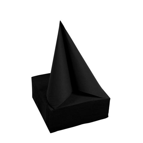 (50er Set) 20x20cm Papier Cocktail Servietten Einwegservietten Party Tisch Deko (SV622021I) - Schwarz