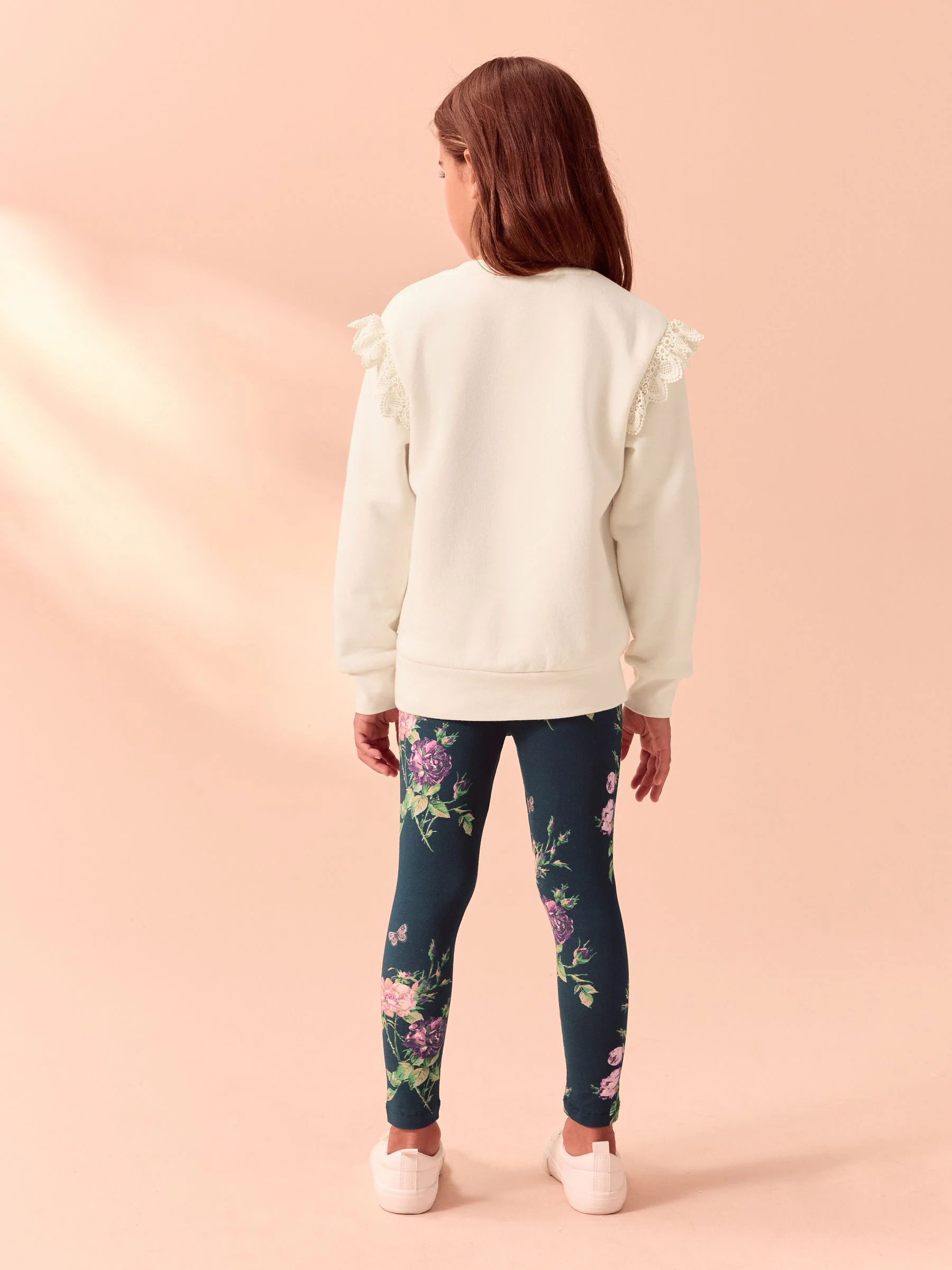 Crèmekleurig/marineblauw - Laura Ashley Sweatshirt and Leggings Set