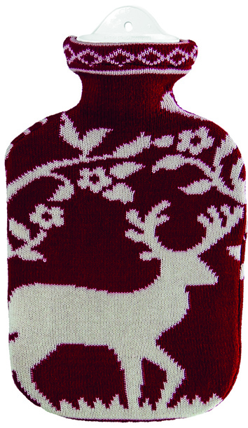 SAENGER Wärmflasche 2l Strickbezug rot Hirsch 1 Stk