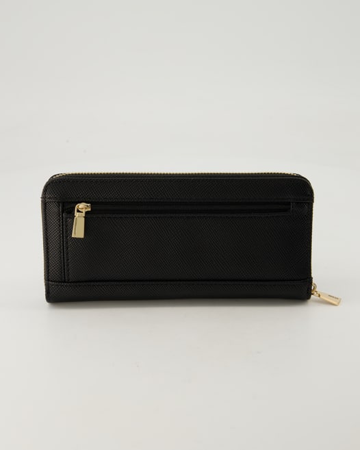 Guess LAUREL SLG LARGE ZIP AROUND Portemonnaie in Schwarz