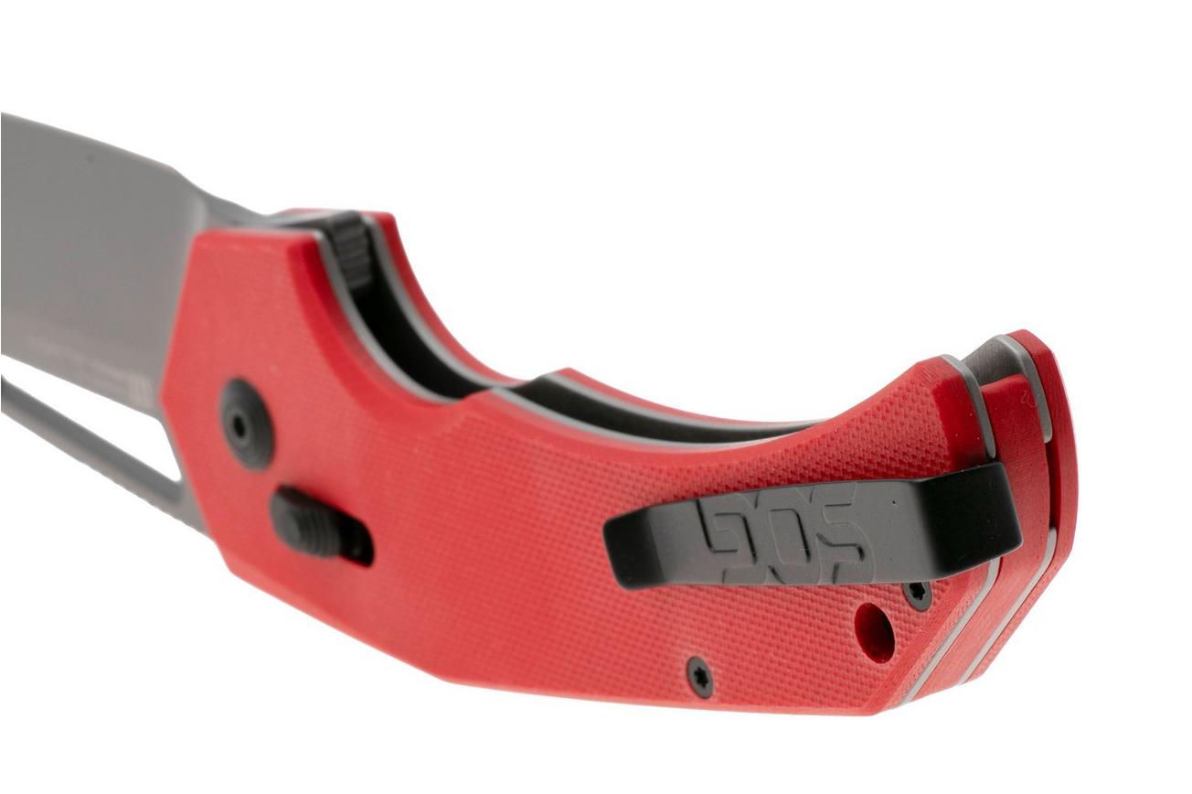 SOG Prohen XR 12-25-02-57, Grey PVD D2, Red G10 zakmes, Mikkel Willumsen design