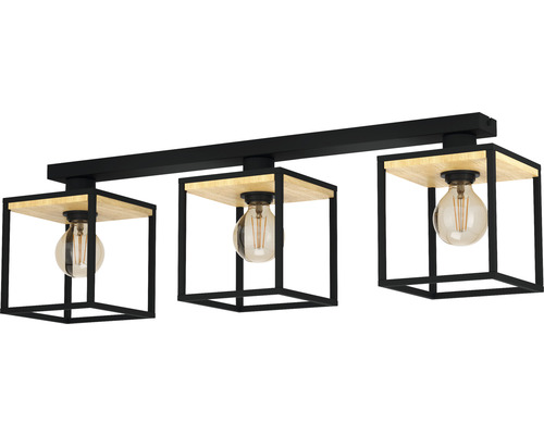 Plafondlamp 3-lichts 24x86x18 cm Libertad zwart/bruin