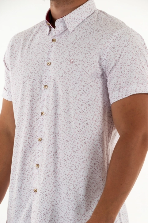 chemise manches courtes benson and cherry lastcourt blanc-rose
