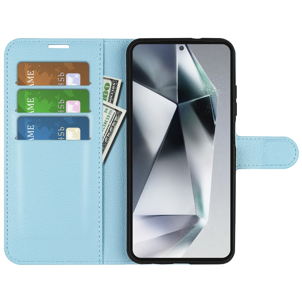 Samsung Galaxy S25 Ultra Leder Tasche Flip Cover Litchi Look - Hellblau