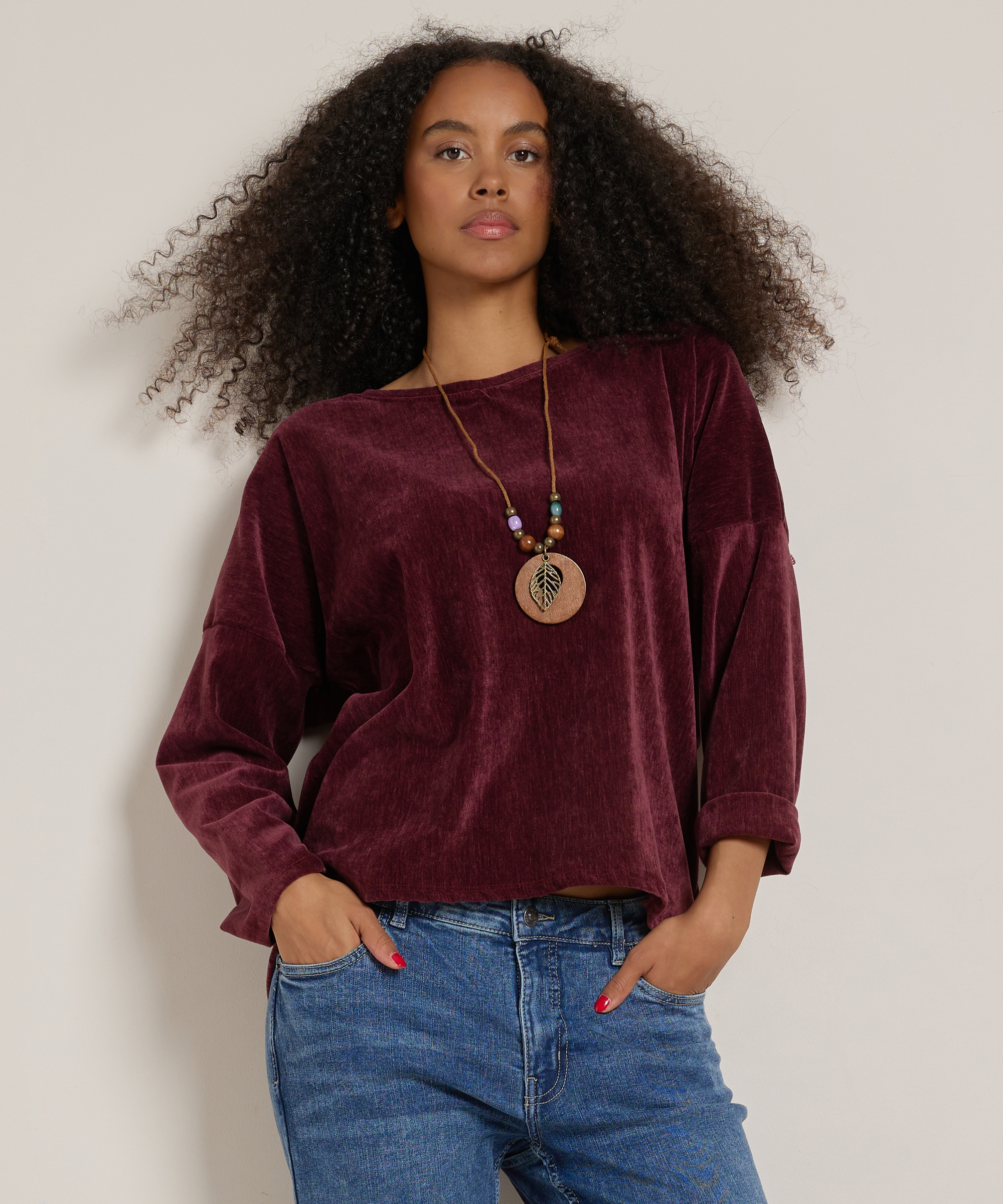 velvet top met ketting
