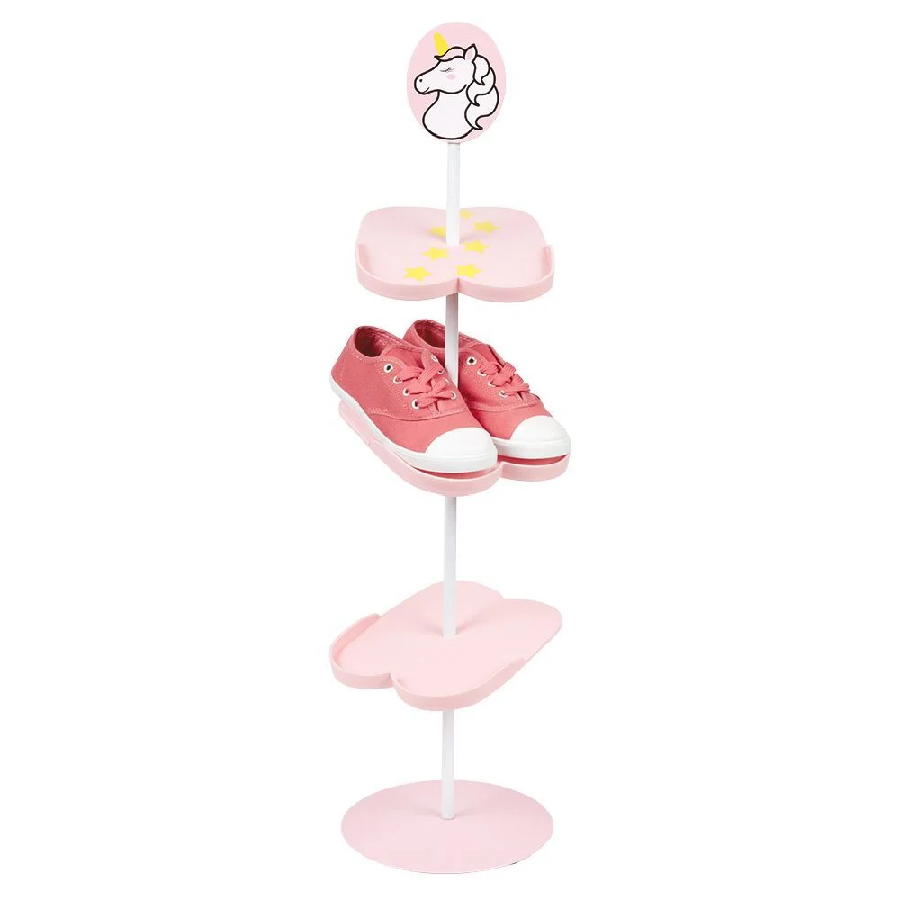 Range chaussure licorne 3 paires 3 niveaux rose et blanc