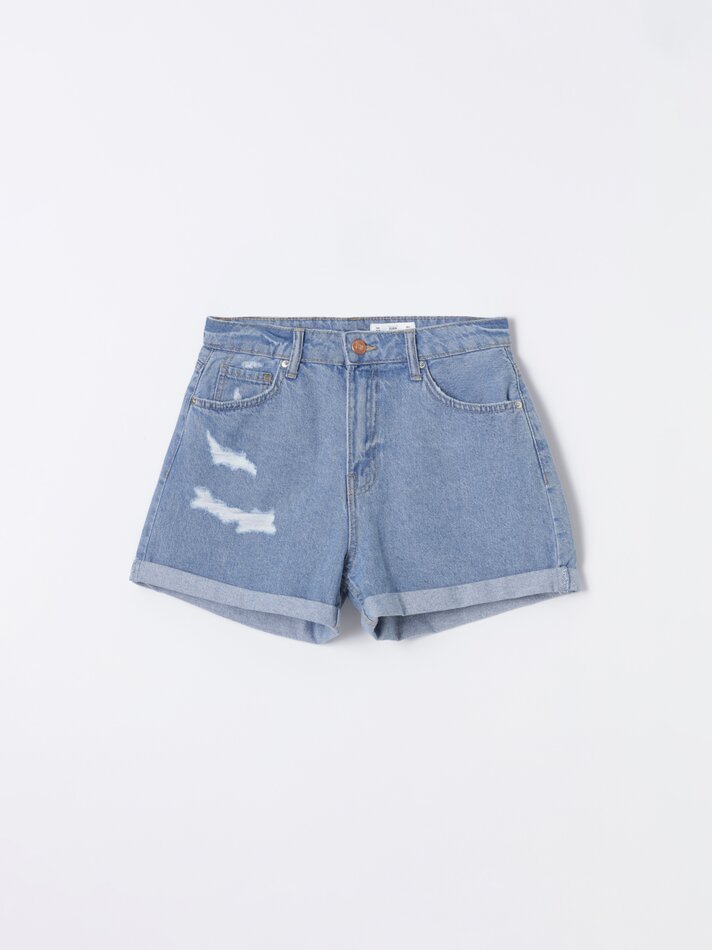 Shorts jeans Mom - Azul Claro Delavado