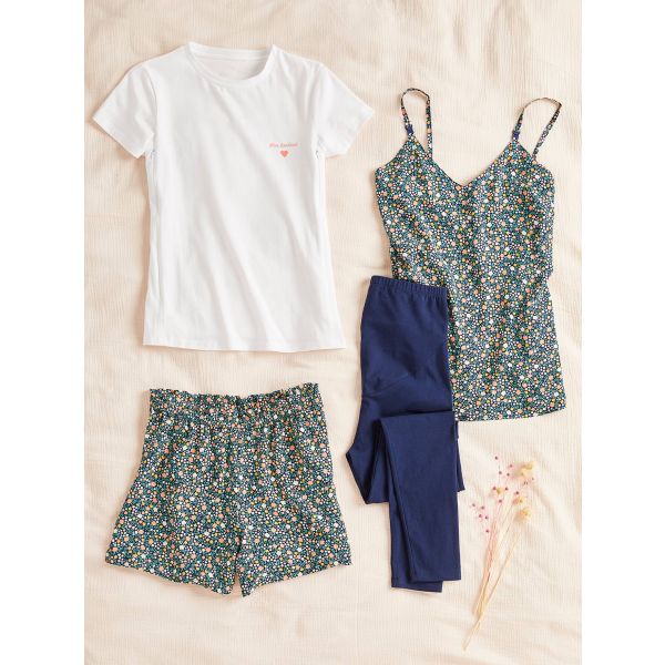 Vertbaudet Conjunto Homewear de 4 Peças Especial Gravidez e Amamentação Azul Estampado 42