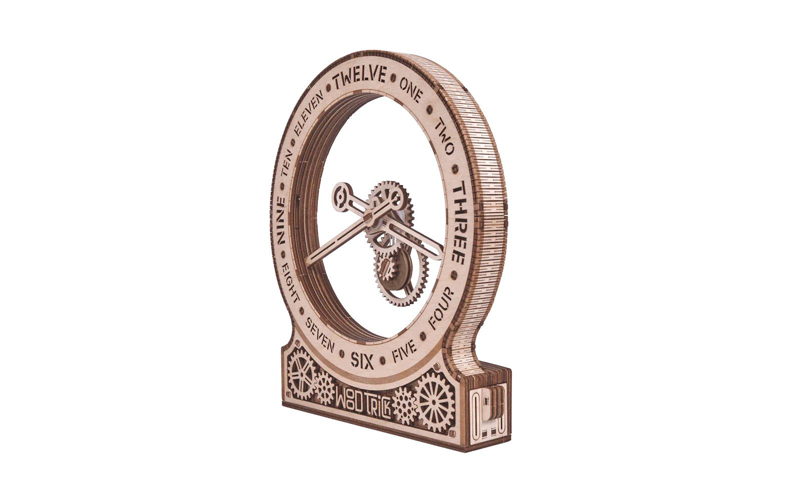 Bausatz Kinetic Clock: ModernBatteriebetriebene Uhr 3D Bausatz aus Holz