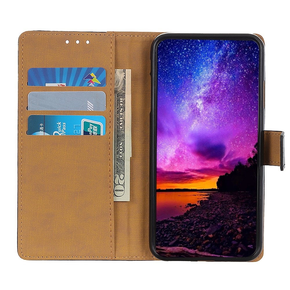 Samsung Galaxy A50 / A30s Leder Tasche Flip Cover mit Kartenfächer - Schwarz