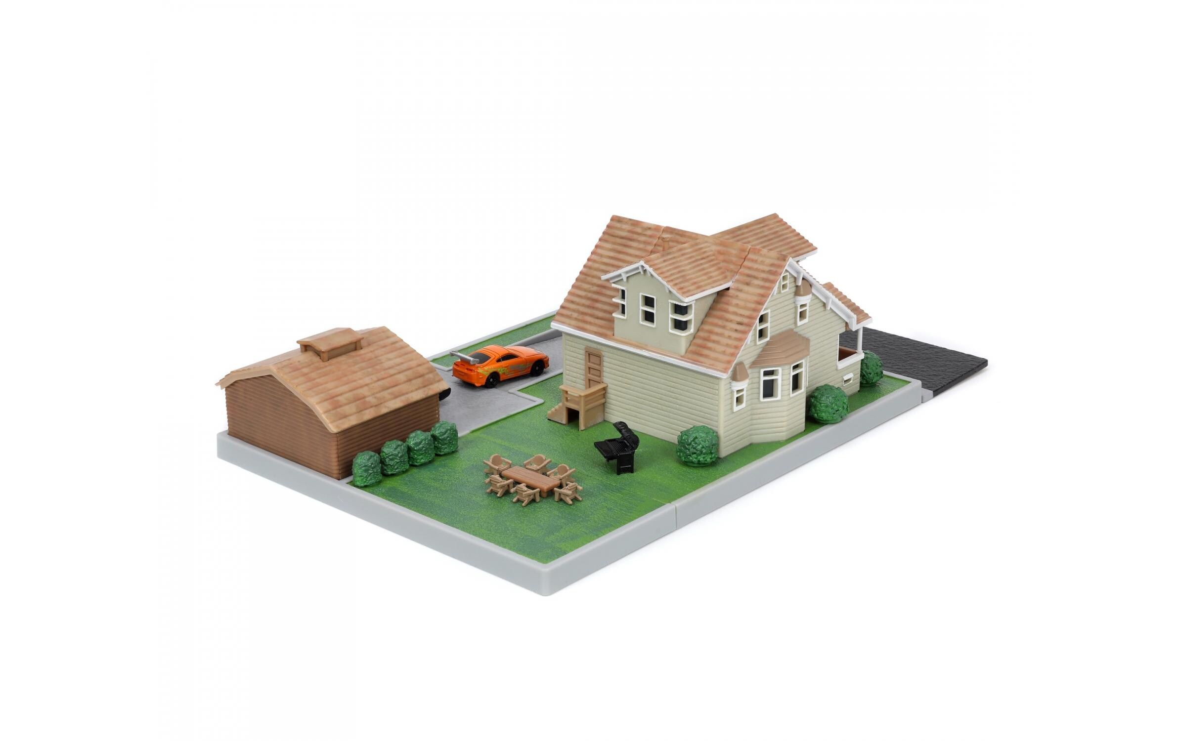 Fast & Furious Diorama Dom's House mit 2 Nano CarsFast & Furious Dom Toretto Haus Diorama mit zwei Modellautos